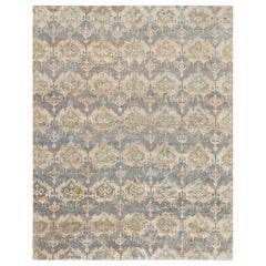 Tapis abstrait contemporain fait à la main, couleur menthe, par Doris Leslie Blau