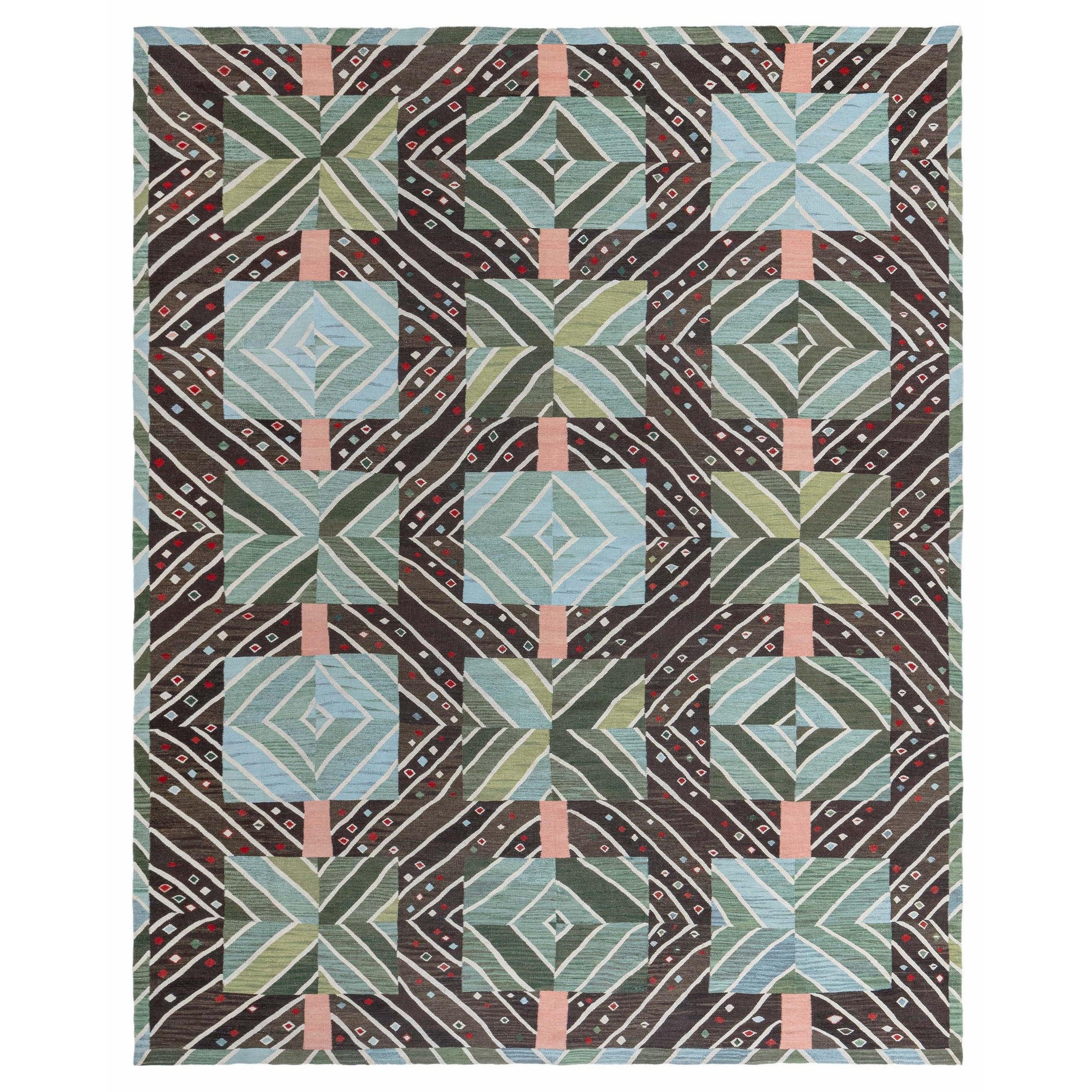 Tappeto geometrico moderno svedese Greene & Greene in vendita