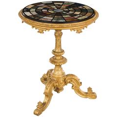 Mid-19th Century Carved Giltwood Specimen Marble-Top Table