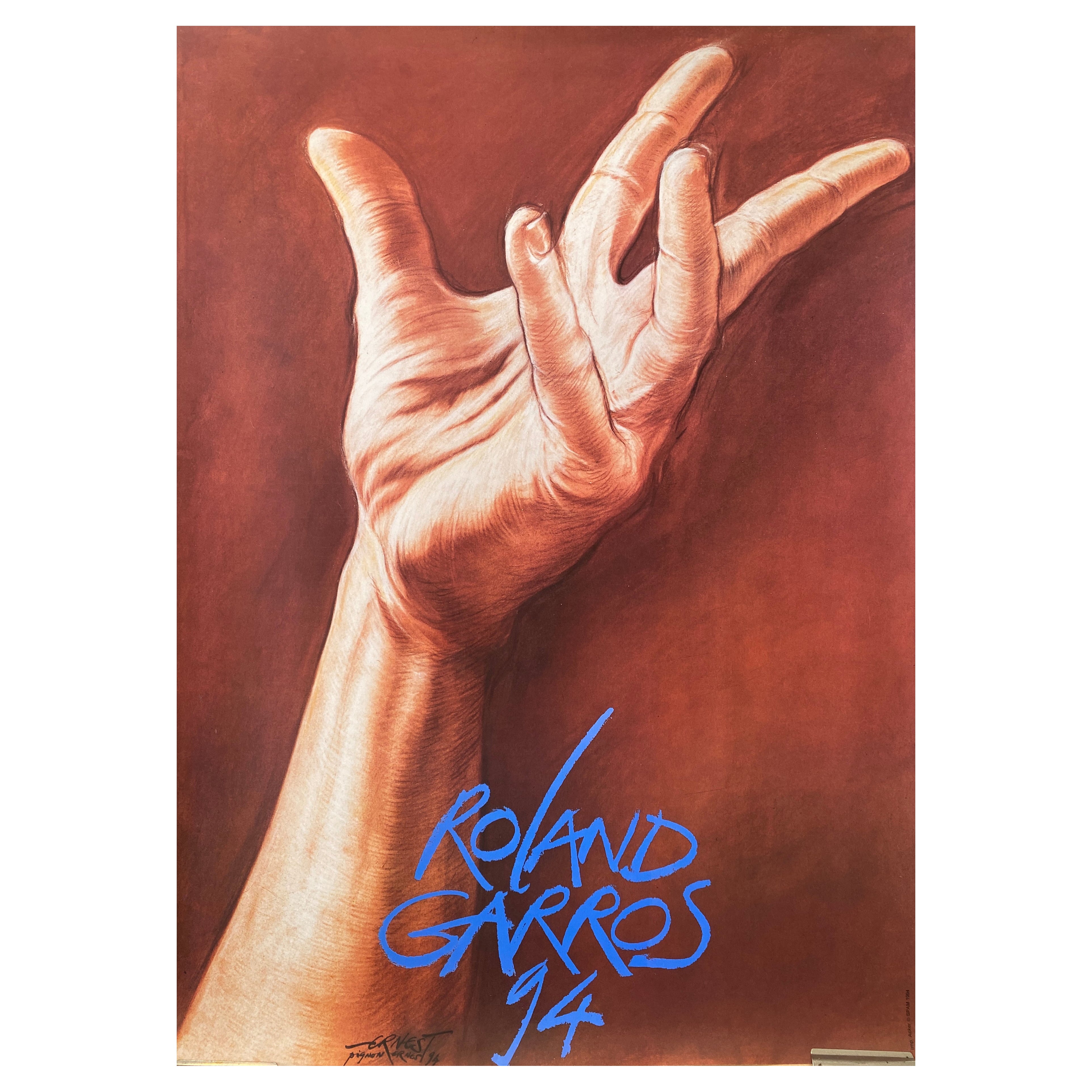 Original 'ROLAND GARROS' 1994 Tennis Tournament Poster by Ernest Pignon-Ernest For Sale