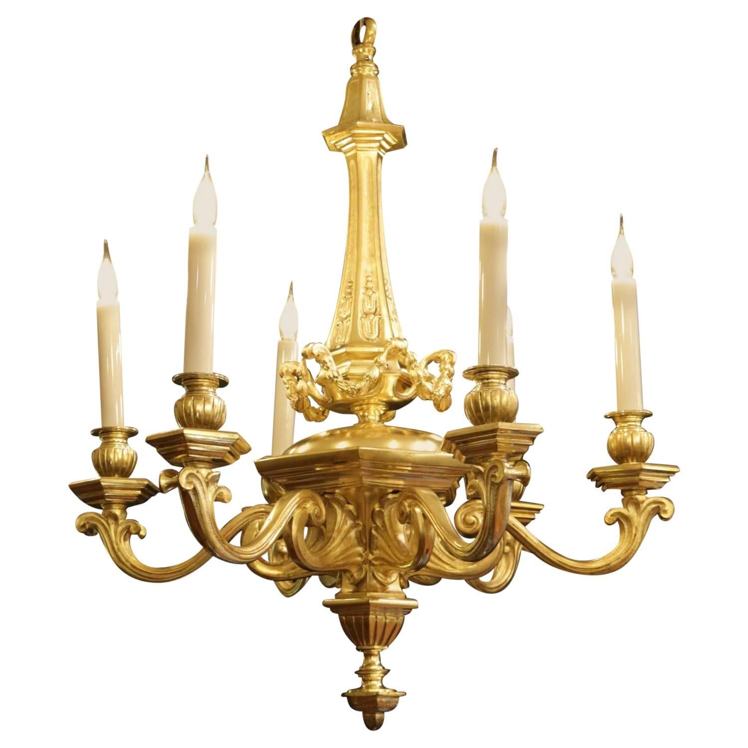 Chandelier from the Napoleon III Period in Gold Gilt Bronze