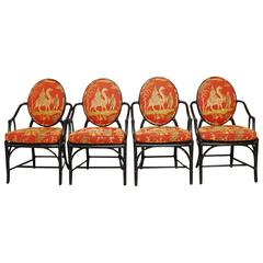 Set of Four McGuire Chinese Chippendale Bamboo Armchairs