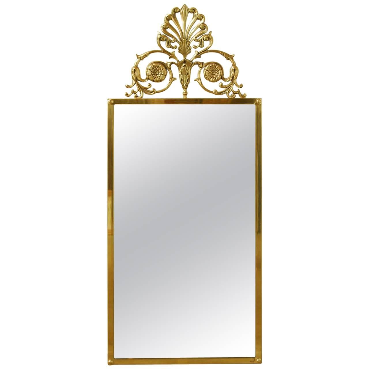 Large Solid Brass Art Nouveau Mirror
