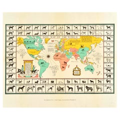 Original Vintage Poster Dog Map Of The World Canine Joseph Patterson Sims
