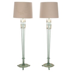 Pair of 20th Century French Andre Arbus Marine Standing Lamps in Painted Iron