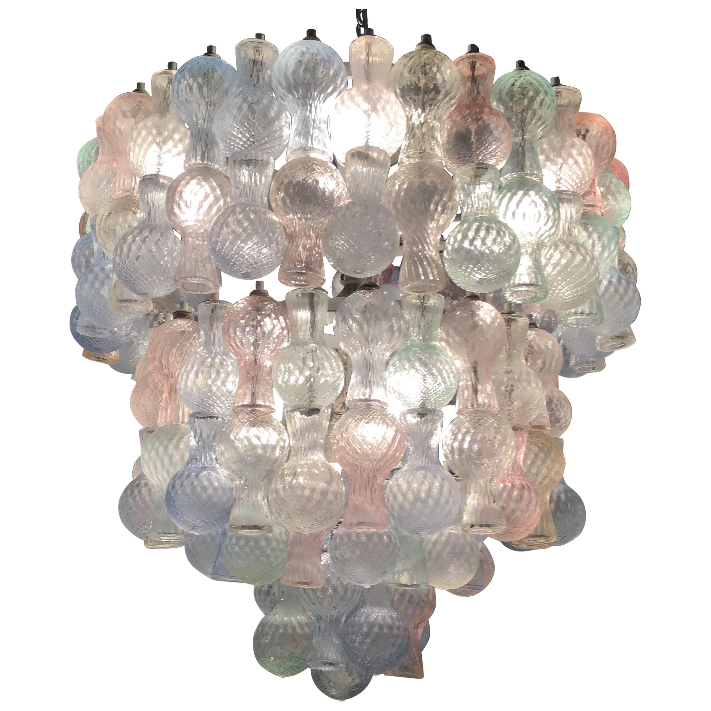 VENINI Chandelier Murano Glass Iron 1950 Italy