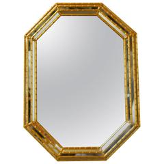 Mid-Century Labarge Octagonal Faux Bamboo Mirror