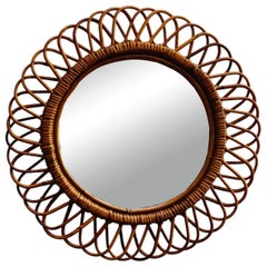Franco Albini for Bonacina Bamboo Round Wall Mirror, Italy, 1960s