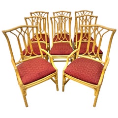 Sedie da pranzo in rattan finto bambù vintage - Set di 8 sedie