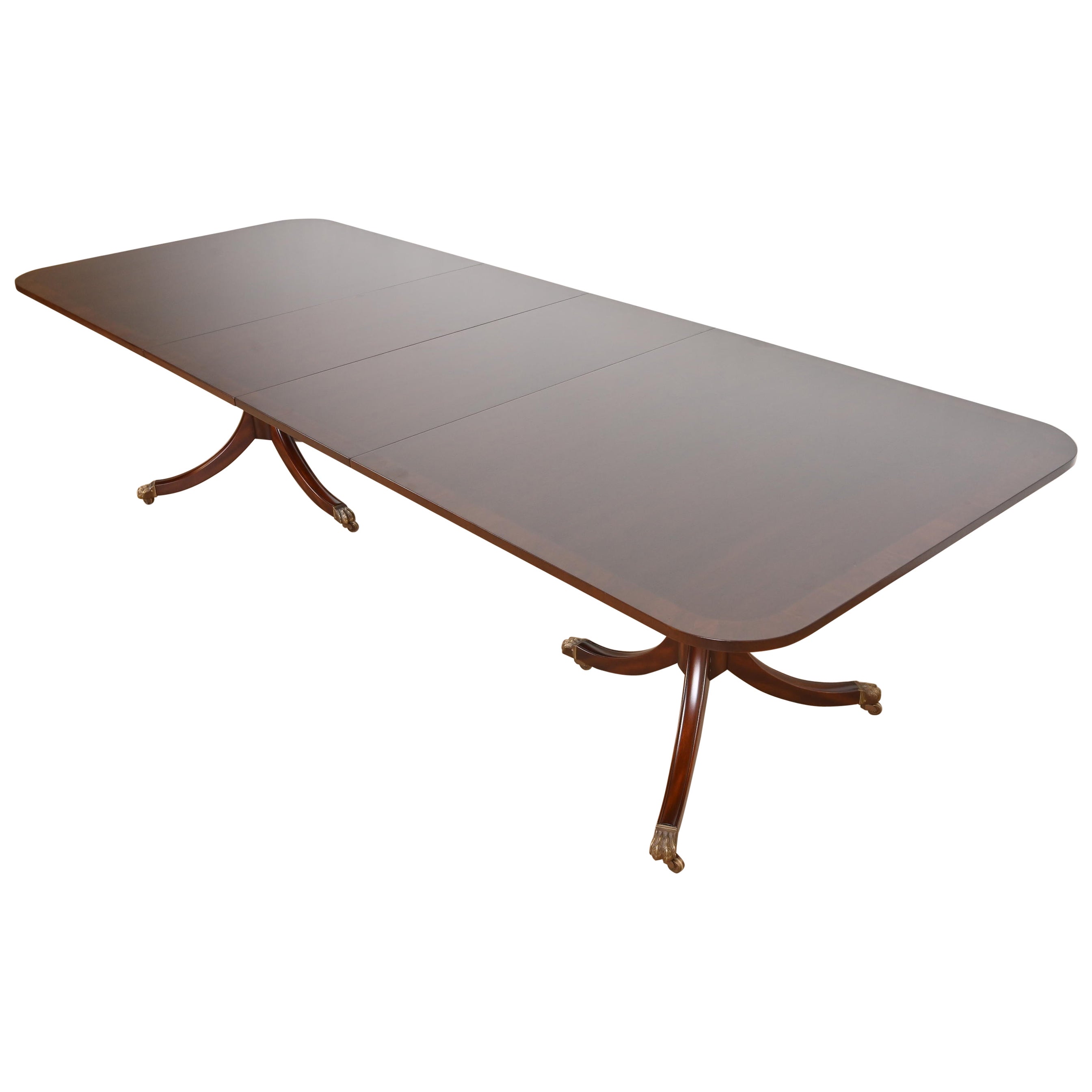 Kittinger Georgian Banded Mahogany Double Pedestal Dining Table, Refinished For Sale