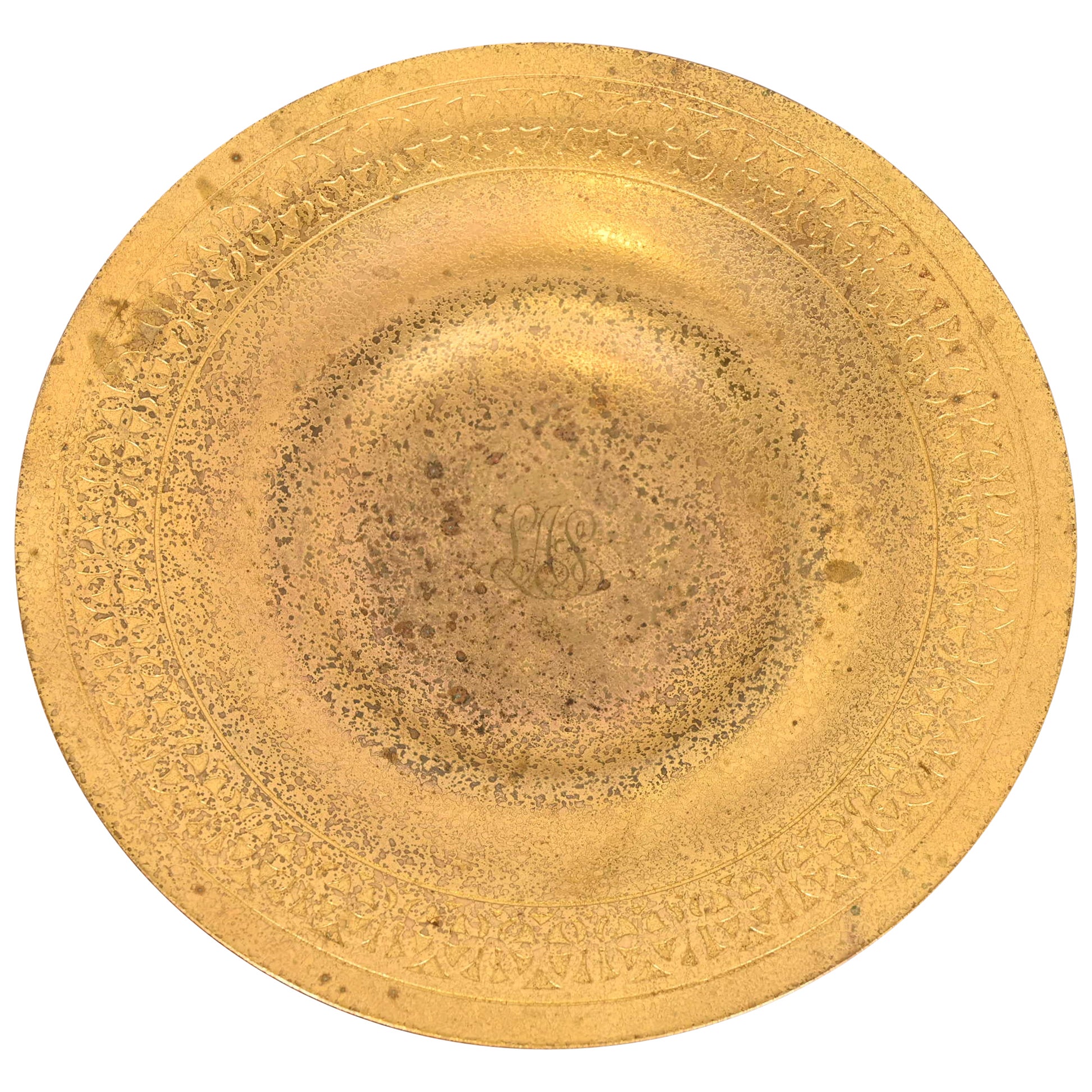 Tiffany Studios New York Bronze Doré Plate or Shallow Bowl For Sale