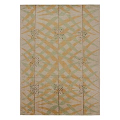 Rug & Kilim’s Scandinavian Style Rug with Gold and Green Geometric Patterns