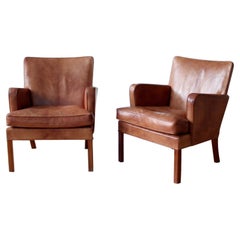 Raro par de sillones Kaare Klint modelo 5313, cuero Níger, escandinavo moderno