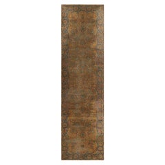 Antique Polonaise Style Extra-Long Runner Rug, Gold with Florals - Rug & Kilim