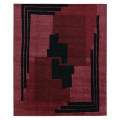 Rug & Kilim’s French Art Deco style rug in Red with Black Geometric Patterns