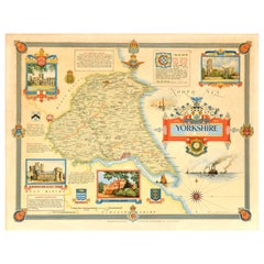 Original Vintage Post-World War Two Map Poster Yorkshire East Riding WWII Clegg