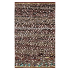 Rug & Kilim’s Moroccan Style Rug in Brown with White Geometric Patterns
