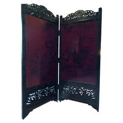 Antique Victorian Ebony Screen Victorian 19th Century Chinese Splendid Antiques