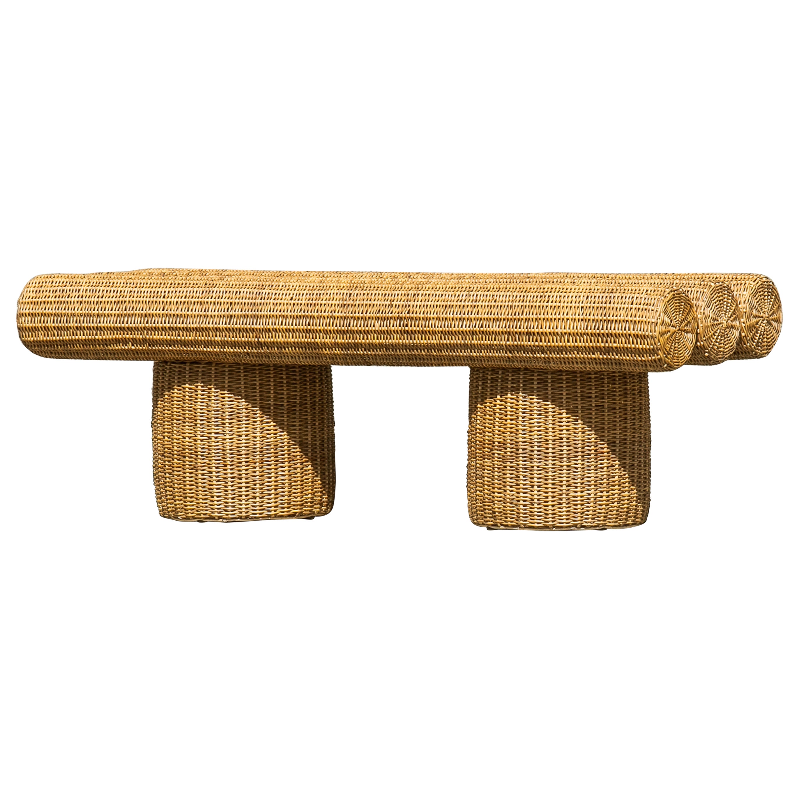 Ibuju 01 Small Bench in Colombian Woven Yaré Natural Fiber by Fango Studio
