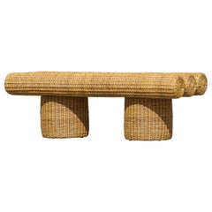 Ibuju 01 Small Bench in Colombian Woven Yaré Natural Fiber by Fango Studio