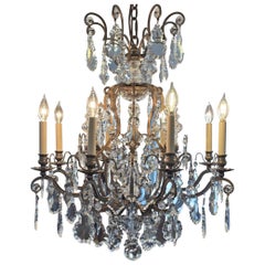 Schonbek 3571 Renaissance Louis XVI Style 9 Light Silver Crystal Chandelier