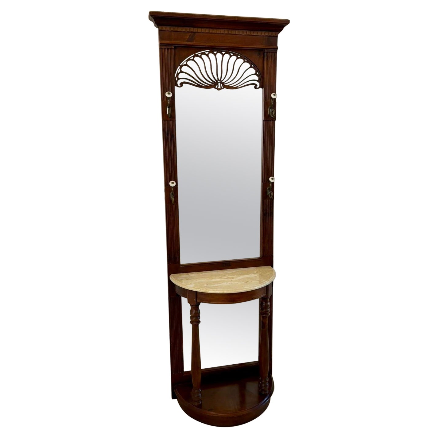 Unusual Antique Edwardian Quality Walnut Hall Stand For Sale