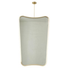 In Stock Mid-century style Ceiling Suspended Mirror, Brass Frame, Vintage Two