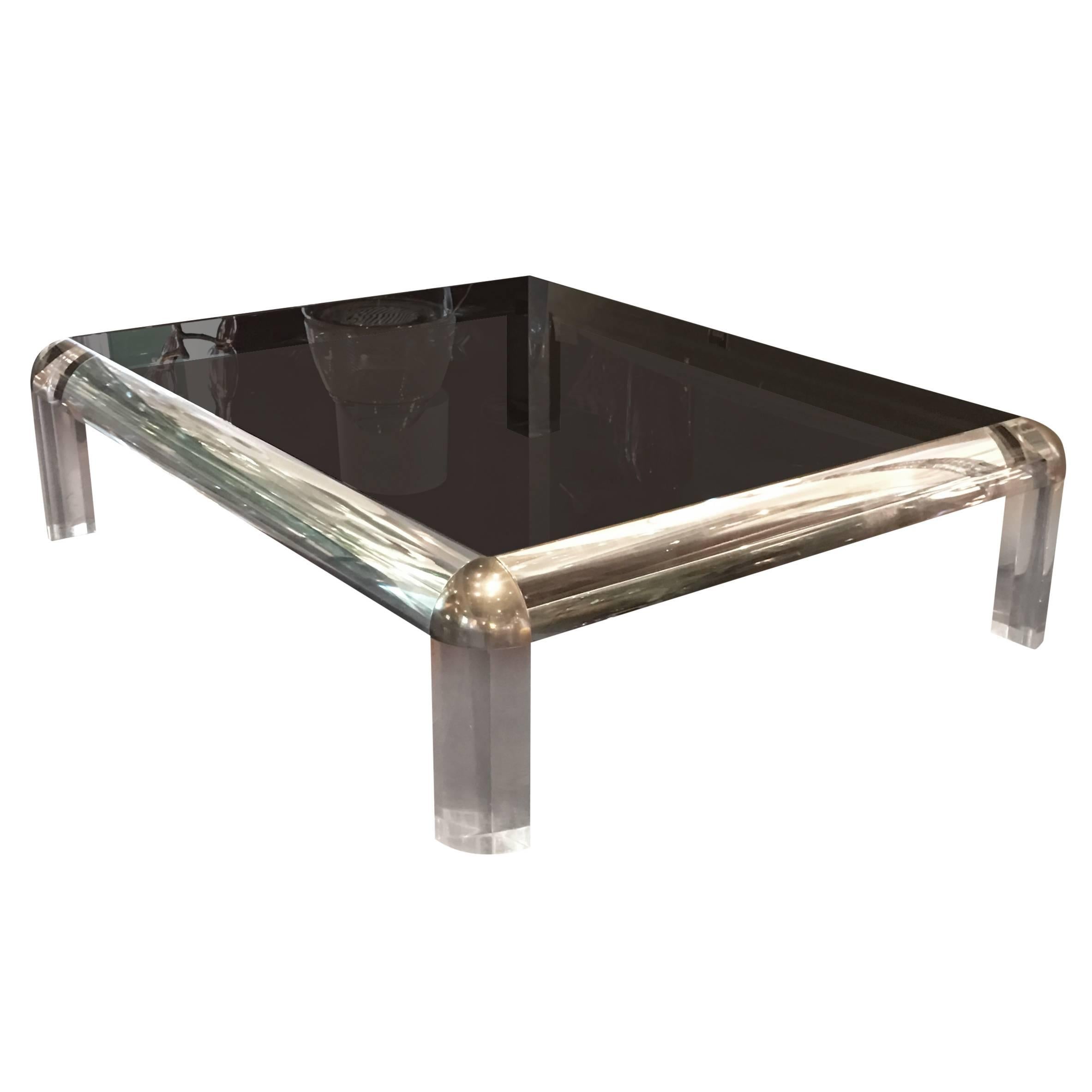 Lucite Coffee Table in the Style of Karl Springer For Sale