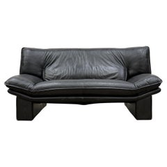 Italian Post Modern Loveseat Sofa by Nicoletti Salotti, Vintage Black Leather