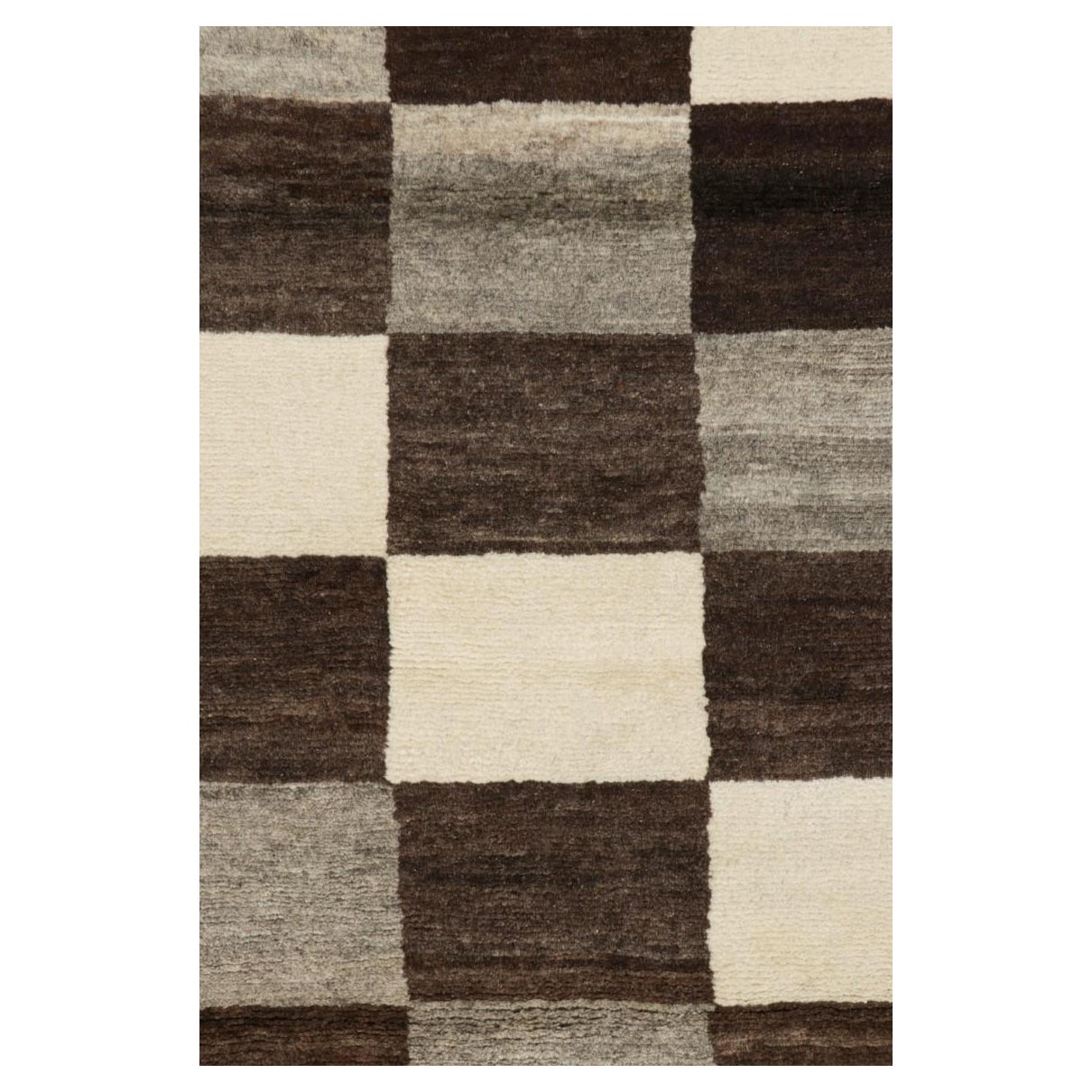 Tapis de course persan vintage Gabbeh, motif géométrique marron et gris - Rug & Kilim en vente