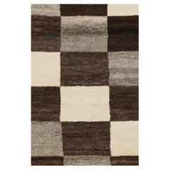 Tapis de course persan vintage Gabbeh, motif géométrique marron et gris - Rug & Kilim