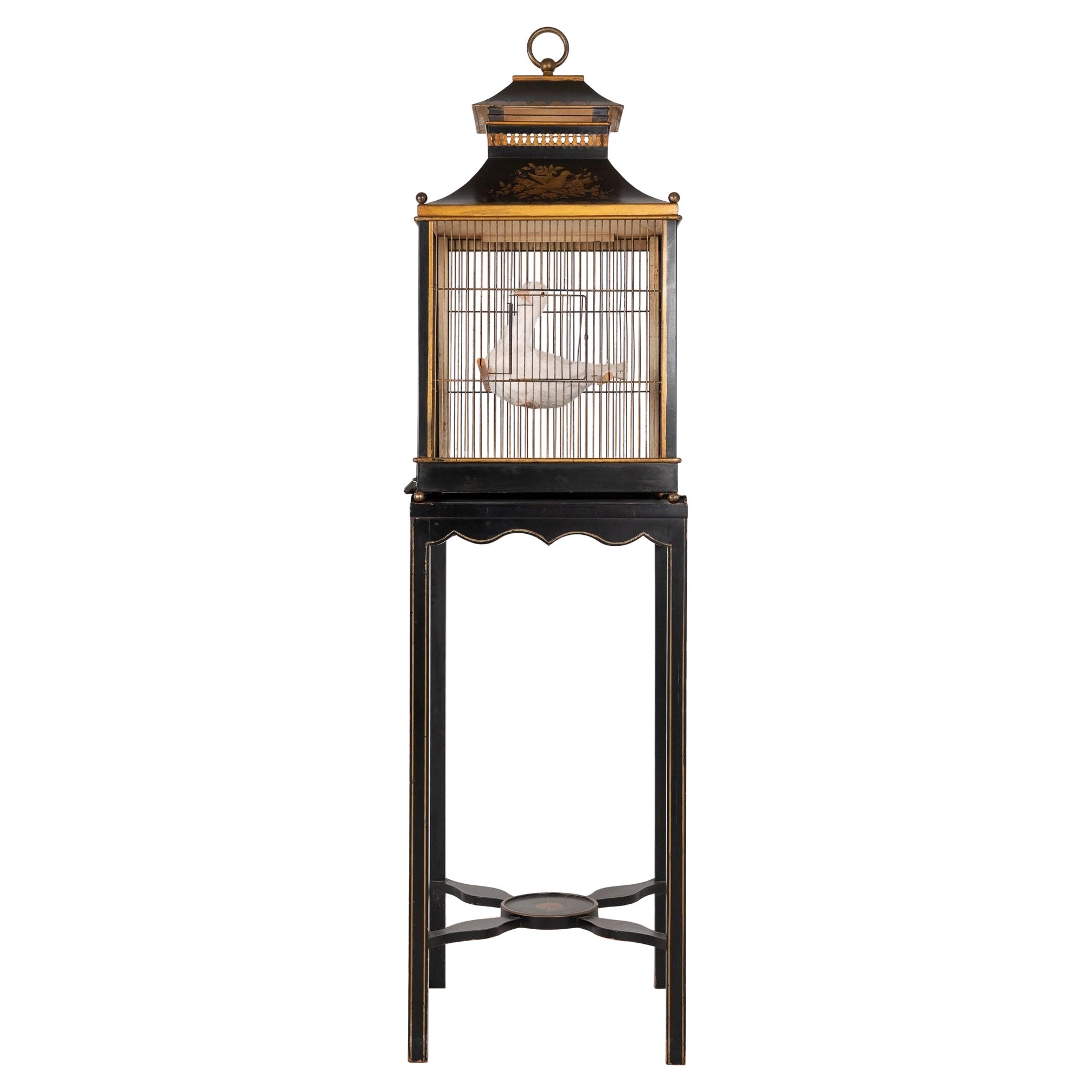 Regency Style Tole Birdcage on Stand, USA, 20th Century
