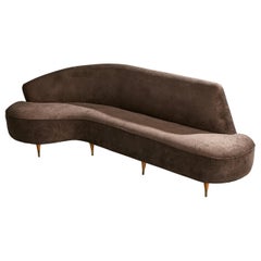 Englander & Bonta Attribution, Sofa, Samt, Holz, Messing, Argentinien, 1950er Jahre