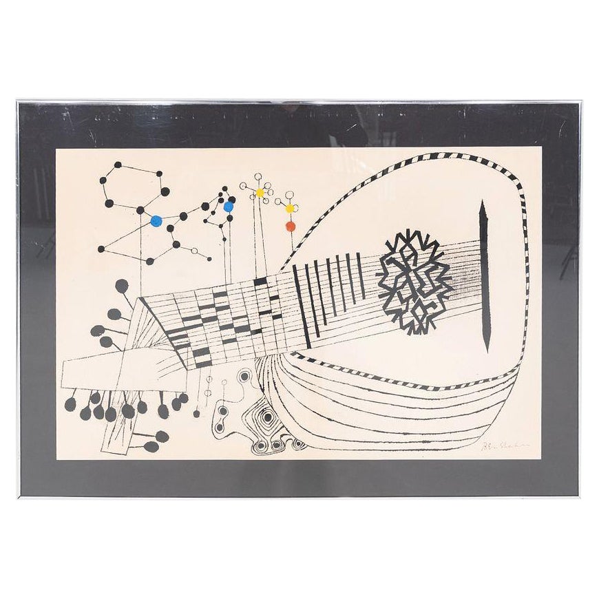 1958 Ben Shahn Luth et molécule n° 2 Sérigraphie encadrée en vente