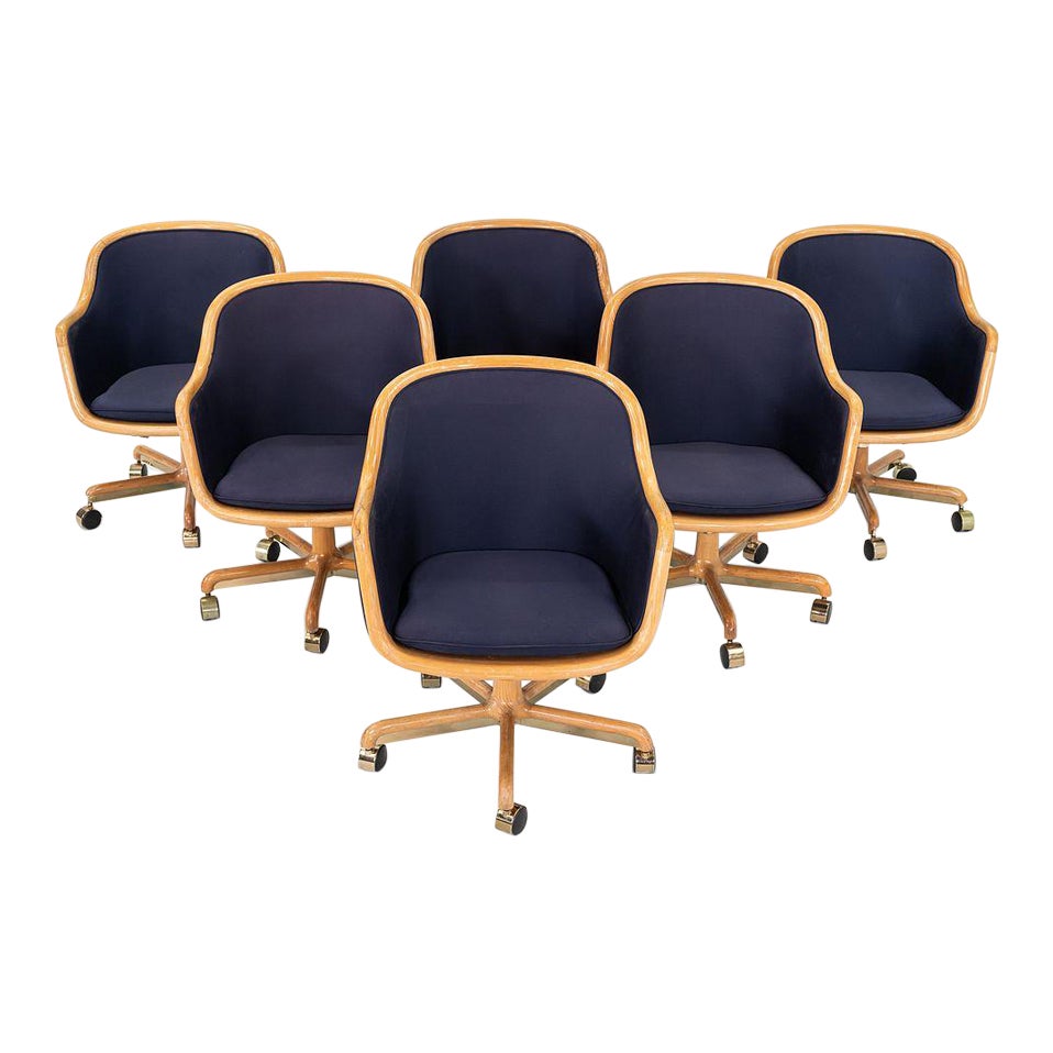 1986 Ward Bennett for Brickel Associates Executive Office Chair in Oak w/ Fabric en vente