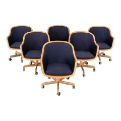 1986 Ward Bennett for Brickel Associates Executive Office Chair in Oak w/ Fabric