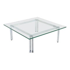Table basse en acier chromé et verre des années 1960 James Howell for Tri-Mark Designs