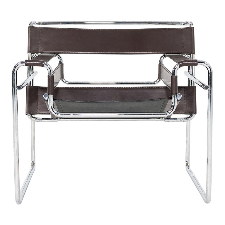 1960 Marcel Breuer pour Gavina / Knoll Wassily B3 Chaise longue avec structure chromée en vente