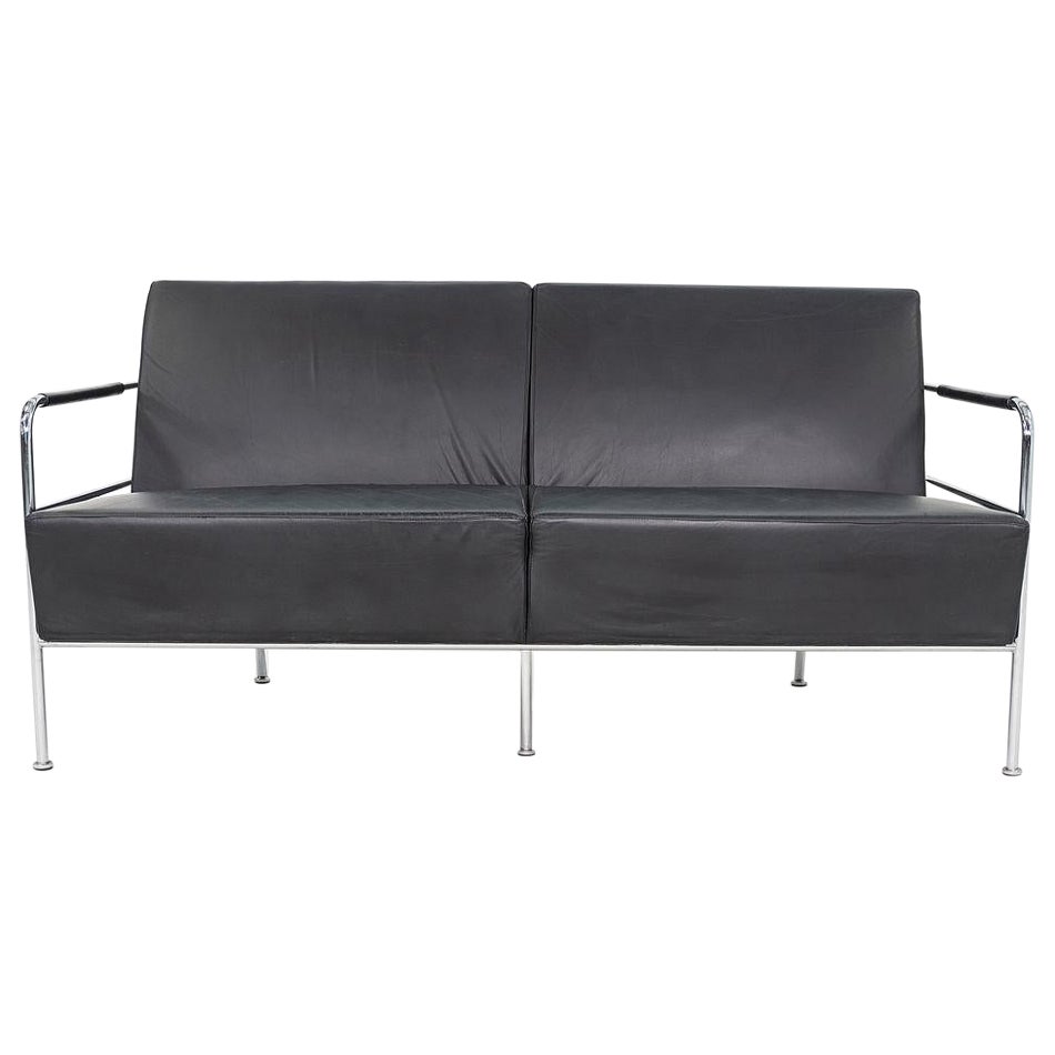 1990 Gunilla Allard for Lammhults Cinema Sofa / Loveseat en cuir noir en vente