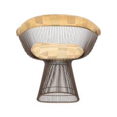 1970 Warren Platner Dining Arm Chair in Bronze with Original Fabric Upholstery (Chaise à accoudoir de salle à manger Warren Platner en bronze avec tissu d'origine)