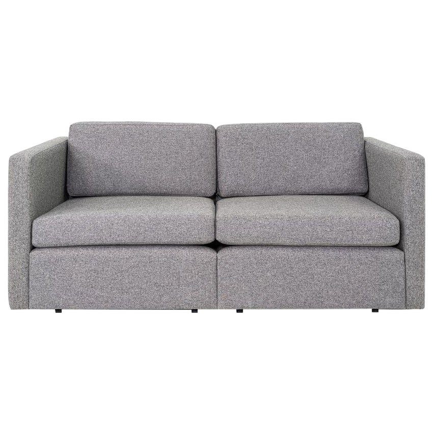 1980er Charles Pfister für Knoll Grauer Stoff Loveseat / Zweisitzer Sofa im Angebot