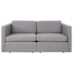 Années 80 Charles Pfister for Knoll Loveseat / Two Seat Sofa en tissu gris