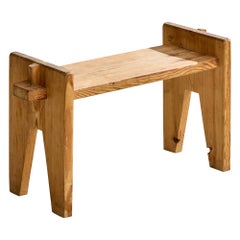 Tabouret de designer suédois, pin, Suède, années 1950