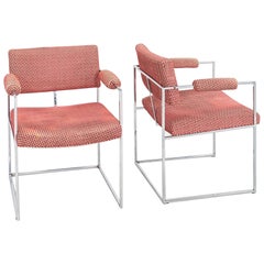 1970 Paire de chaises Milo Baughman pour Thayer Coggin 1188 en tissu et chrome