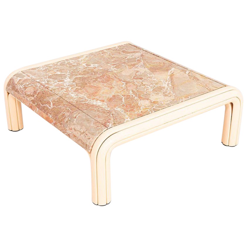 1984 Gae Aulenti International Orsay Coffee Table with Curved Marble Top For Sale