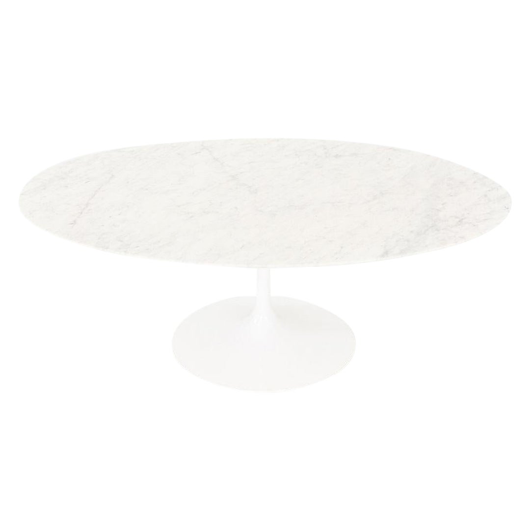 2010s Eero Saarinen 42" Oval Tulip Coffee Table with Carrara Marble Top For Sale