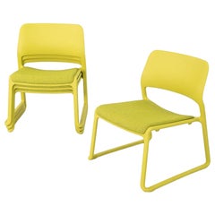 2010s Set of Four Don Chadwick Spark Lounge Stacking Chairs in Lime Green
