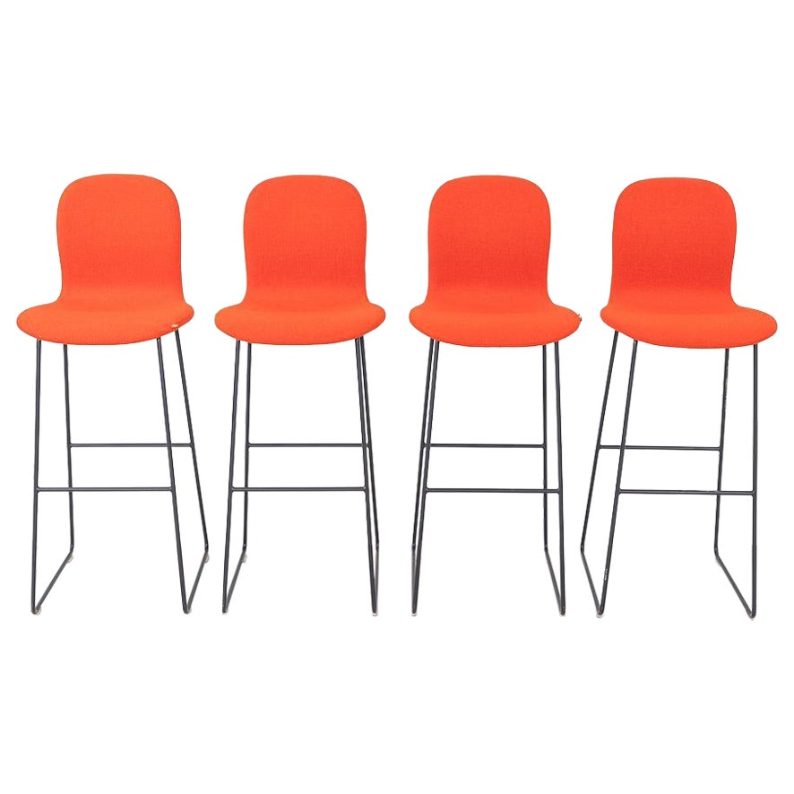 2010s Set of Four Jasper Morrison for Cappellini Tate Bar Stools in Red Fabric