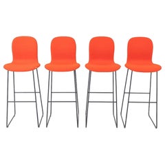 2010s Juego de cuatro taburetes de bar Jasper Morrison para Cappellini Tate en tela roja