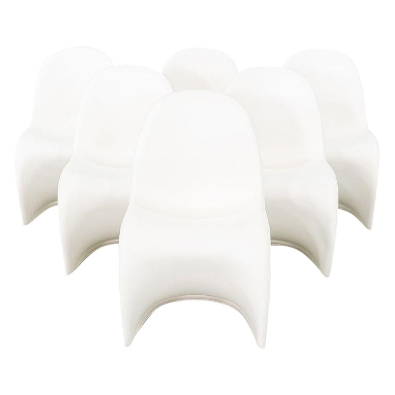 2010s Set of Six Verner Panton for Vitra Dining Chairs in White en vente